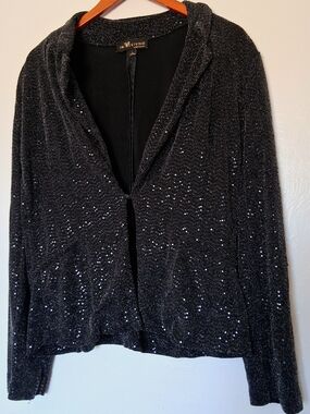 JM.STUDIO Black Sequined Hooded Blazer Jacket